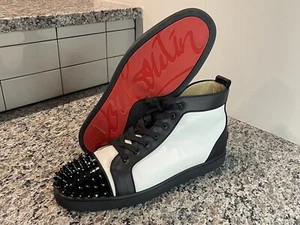 Size 14.5 - Christian Louboutin White/Black High Top Toe Studded EU 47.5 - Picture 1 of 16