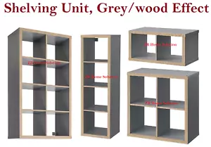 IKEA Kallax Shelving Unit Bookcase Storage Box Space Saving Grey/wood Effect - Picture 1 of 6