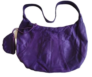 BORSA A TRACOLLA/TRACOLLA DONNA VINTAGE IN MORBIDA PELLE DI DIAMANTE VIOLA - Foto 1 di 11