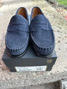 Allen Edmonds Cavanaugh Penny Halbschuhe Anzugschuhe Marineblau Wildleder Herren Größe 7d - Bild 1 von 12