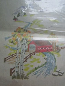 Crewel Stickpackung Creative Stitchery Covered Bridge Scene - Bild 1 von 7