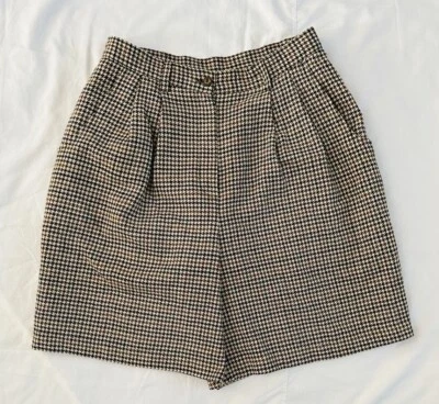 Женские шерстяные шорты Savannah размер 12 бежевые разноцветные гончие плиссированные на молнии спереди - Изображение 1 из 4