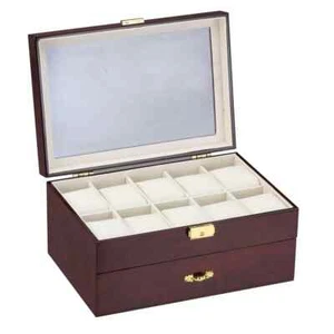 Estuche superior de cristal Diplomat para 10 relojes Borgoña - Imagen 1 de 2
