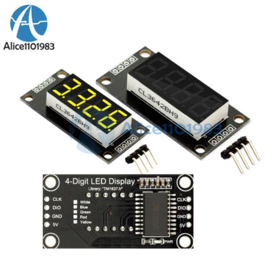 0.36" TM1637 7-Segment 4digit Tube LED Yellow Digital Display Module For Arduino - Image 1 of 4