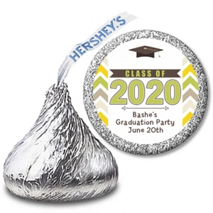 Klasse 2022 Chevron personalisierte Hershey Kiss Abschluss Aufkleber - 108 Etiketten - Bild 1 von 2