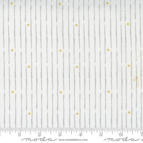 LITTLE DUCKLINGS White w/Grey Stripe Quilt Fabric Moda sold by 1/2 yd #25108-11 - Image 1 of 1