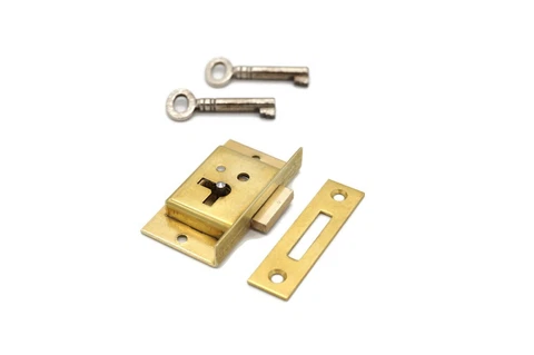 Half Mortise Lock Chest Trunk Small Box Lock Solid Brass Cabinet Lock 2 Keys Cover