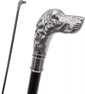 Hundekopf Griff viktorianischer Spazierstock Holzstock Geschenk 37 cm - Bild 1 von 4