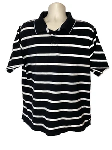 Junction West Men's Polo Shirt White/ Black Striped Mercerized Cotton Size XL - Picture 1 of 8