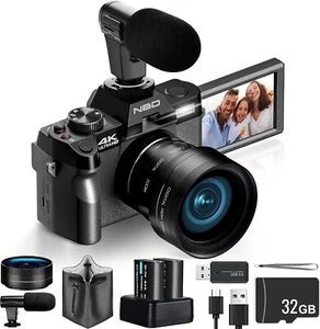 Digital Camera 4K 48MP 16X WiFi & App Control W/Wide-Angle & Macro Lens Vlogging - Picture 1 of 9