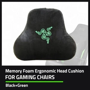 Razer Memory Foam Head Cushion for Gaming Chairs | 2 Straps | Black + Green - Picture 1 of 7