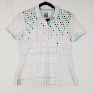 Callaway Golf Polo Shirt Womens Small White Geometric Slim Fitting 1/4 Button - Picture 1 of 8