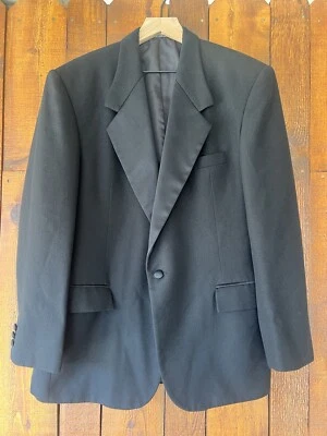 Chaqueta Blazer Raffinati Esmoquin Negro Para Hombre 40R 1 Botón Vintage Traje Abrigo Foto 1 de 4