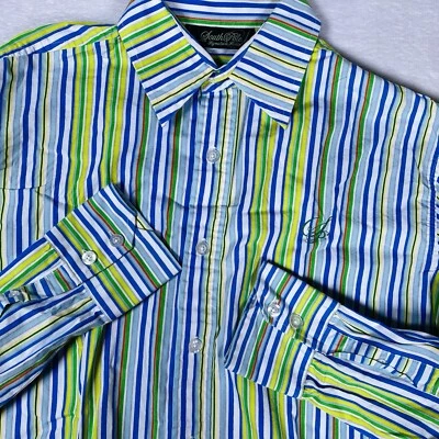 Southpole Men’s Long Sleeve Button Up Medium Shirt Striped Y2K Streetwear - Image 1 of 4