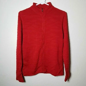 New Coldwater Creek Women's Size S (6-8) Red Wavy Stripe Cardigan Sweater (A6) - Picture 1 of 9