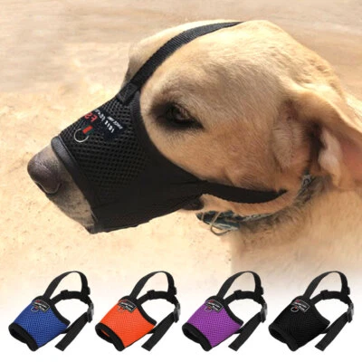 Dog Muzzle Mouth Cover Anti Bite Barking Chewing Mesh Mask Small Large Pet Cat