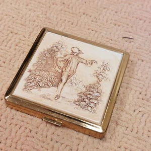 Vintage makeup Compact, Columbia Fifth Ave. 3D Design Rare Unique USA Brass - Picture 1 of 9