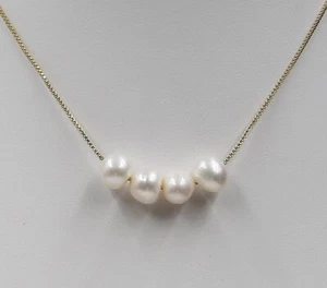 Irregular 8-9mm Freshwater White Pearl Pendant 20" 18K,Yellow Gold Filled Chian - Picture 1 of 3