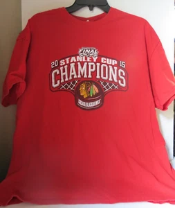 Mens XL NHL Chicago Blackhawks Stanley Cup Final 2015 Champions T-Shirt - Picture 1 of 4