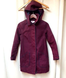 BODEN maroon navy blue dots hooded ANYA waterproof rain coat Womens US 6R VGUC - Picture 1 of 14