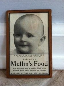 1901 ORIGINAL MELLIN's BABY FOOD Co. MAGAZINE ADVERTISING AD FRAMED FRANZ WERNER - Picture 1 of 3