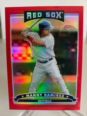 2006 Topps Chrome 'Red Refractor' Manny Ramirez #23 serial'd 10/90 - Image 1 of 2