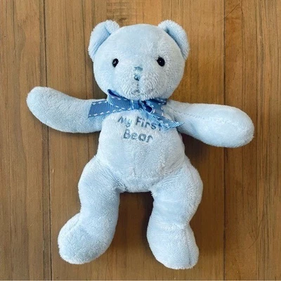 Carter's My First Bear Blue 7” Ribbon Bean Bag Lovey Baby Boy Vintage 2005 - Image 1 of 4