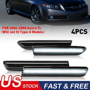 For 04-08 Acura TL Smoked JDM 4PCS Front+Rear White LED Side Marker Lights Lamps - Picture 1 of 11