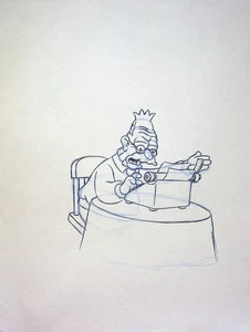 Simpsons 1990s Series Production Hand-Drawn Model Cel Layout - GRANDPA - Picture 1 of 2