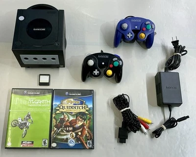 Nintendo GameCube Black Console Complete w/ OEM Cables - 2 Controllers - Tested￼ - Image 1 of 4
