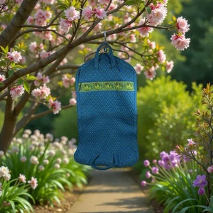 Garment Bag Blue Green Paisley Country French Provençal Quilted Hanging 26”X48” - Picture 1 of 14