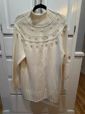 Suéter Mujer Marfil Adornado Con Perlas Blancas, Cuentas L Newport News  Foto 1 de 4