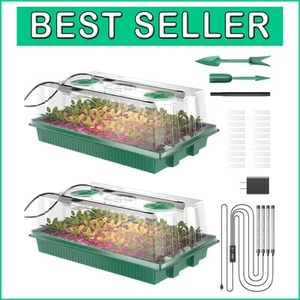 Indoor Gardening Made Easy: 80-Cell Seed Starter Trays with Grow Light & Domes - Picture 1 of 9