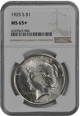 1925 S Peace Dollar S$1 NGC  #3631-1 MS65+ - Image 1 of 2