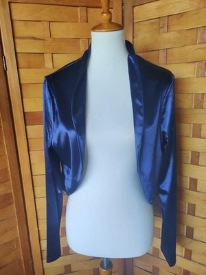 Chaqueta bolero Belle Poque satinada encogida azul marino para mujer 2XL Foto 1 de 4