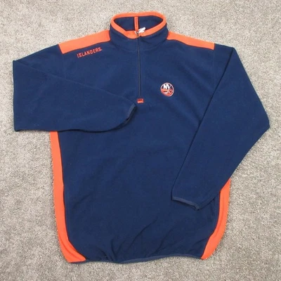 Chaqueta New York Islanders Para Hombre XL Azul Naranja 1/4 Cremallera Pullover Polar Majestuosa Foto 1 de 4