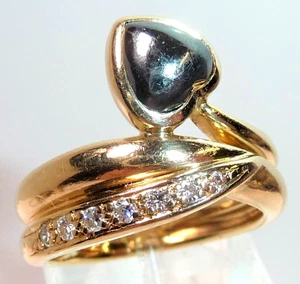 Ring Laudier 585 Gold 0.10 ct Diamant  Hämatit-Herz Gr: 55 / 17,5 - änderbar - Bild 1 von 12