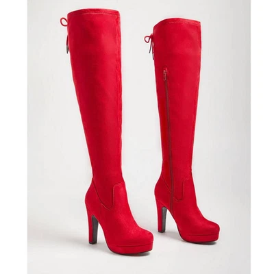 Torrid 8.5WW Sexy Rojo Pantorrilla Ancha Sobre la Rodilla Plataforma 4.5" Tacón Alto Botas Nuevas Foto 1 de 3