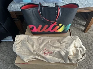 CHRISTIAN LOUBOUTIN SCHWARZ LEDER REGENBOGEN CABATA REGENBOGEN LEDER GROSSE TRAGETASCHE - Bild 1 von 12