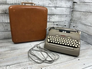Works AS-IS 1950s Smith Corona Electric Typewriter Gray Body White Keys & Case - Picture 1 of 24