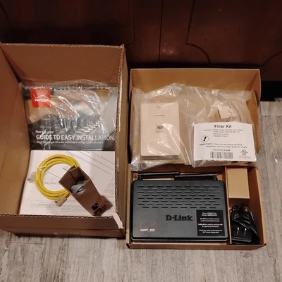 Verizon D-Link DSL-2750B 4-Port Wireless Gateway Modem Router w/filterkit extras - Image 1 of 4