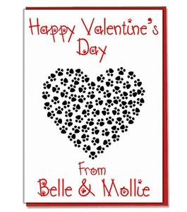 Valentines Day Card Personalised Dog Cat Pet Pets - YOUR PET/S NAME/S - Picture 1 of 7