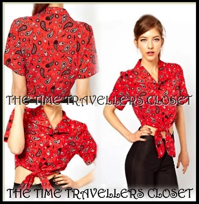 Camisa Blusa Fred Perry Amy Winehouse Rojo Paisley Bandana Corbata Reino Unido 10 38 6 Foto 1 de 4