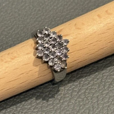 Кольцо с кластером из стерлингового аметиста 7,5 маркировка США 925 - Изображение 1 из 4