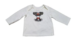 Healthtex Boys Girls Size 0-3 Months Long Sleeve Cream Color Shirt with Moose - Picture 1 of 6