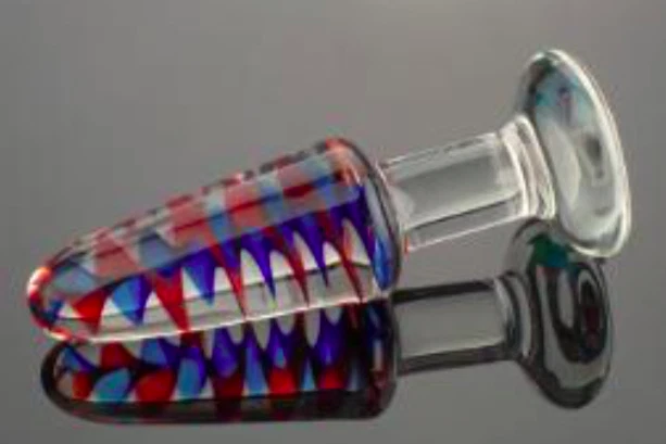 Прозрачная вихревая вилка 5,1 дюйма из качественного стекла Dildo красный синий диаметр 1,57 дюйма - Изображение 1 из 1