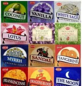 Hem Incense Cones 12 Assorted Boxes 12 X 10 (120 total) cones Unique Collection - Picture 1 of 8