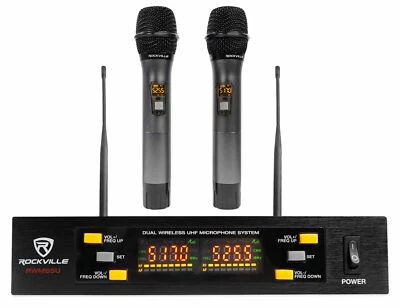 Rockville RWM65U Dual UHF 15 Channel Metal Handheld Wireless Microphone System - Image 1 of 4