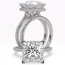CVD Lab Created Princess Diamond Bridal Sets Engagement Ring IGI E-VS1 Gold 4Ctw
