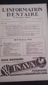 REVUE L INFORMATION DENTAIRE N°6 FEVRIER 1947 ABE - Imagen 1 de 2